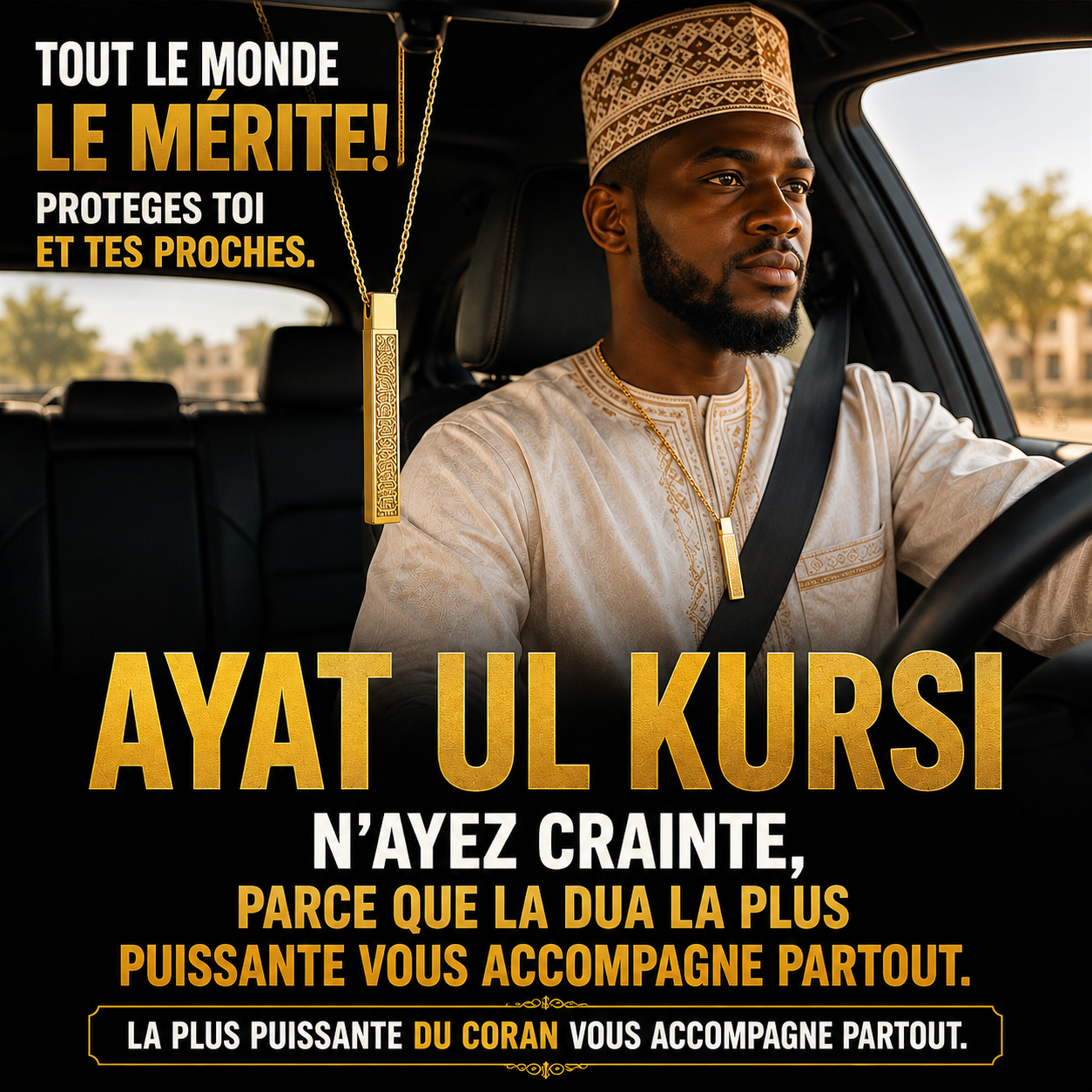 Foi-Protection-Richesse avec le Collier gravé à la DUA la plus puissante AYATUL KURSI